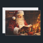 Tarjeta Festiva Navidades de Santa Claus Candlelight Tree<br><div class="desc">Navidades/tarjeta de saludo de vacaciones con un cuadro de Santa Claus sentados junto al árbol de Navidad, leyendo a la luz de las velas. Personalizado en la parte posterior con su mensaje y nombre. Comuníquese conmigo para obtener ayuda con su personalización o para solicitar productos adicionales de correspondencias o coordinación...</div>