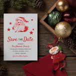 Tarjeta Festiva Navidades de Santa Claus Fiesta de cena salva la f<br><div class="desc">¡Prepárate para hacer tonterías y mezclarte con nuestro Fiesta de Navidades Contemporáneos! Nuestra tarjeta de vacaciones para guardar la fecha tiene un fondo blanco y elegante, con un Santa Claus rojo y blanco alegre y estrellas brillantes para añadir ese toque encantador. Además, nuestra plantilla moderna se asegurará de que no...</div>
