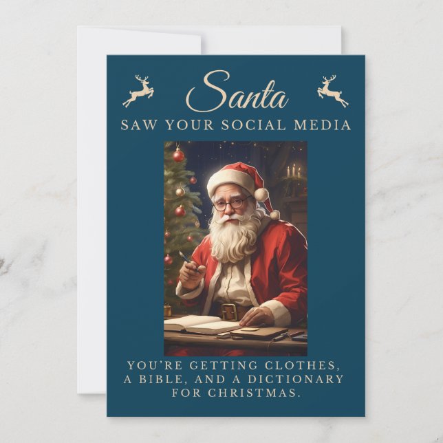 Tarjeta Festiva Navidades de Santa Claus graciosos y sarcásticos (Anverso)