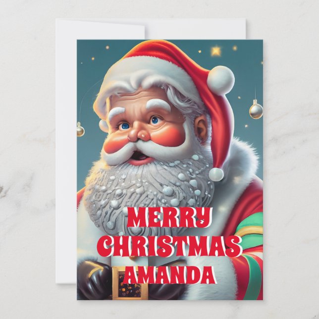 Tarjeta Festiva Navidades de Santa Claus Personalizados Niños (Anverso)