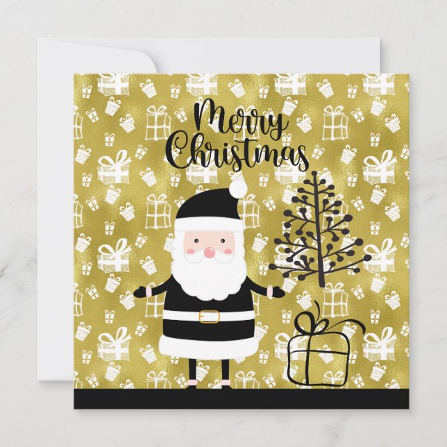 Tarjeta Festiva Navidades de Santa Claus sobre el tema del oro y e (Anverso)