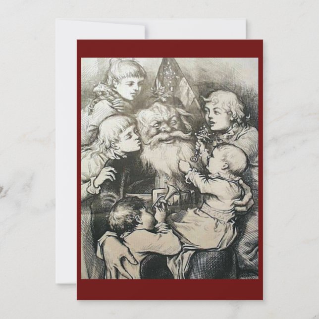 Tarjeta Festiva Navidades de Santa Claus Thomas Nast Harpers (Anverso)