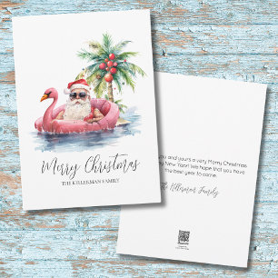 Tarjeta Festiva Navidades de Santa Claus Tropical Beach