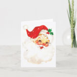 Tarjeta Festiva Navidades de Santa Claus, una cita simple<br><div class="desc">Una tarjeta de Navidades con un Papá Noel vintage. Utilice la plantilla para agregar el mensaje personalizado en rojo en el interior. Esta tarjeta de Navidades no fotográficos es genial para cualquiera que quiera una tarjeta de felicitación de vacaciones sin imágenes.</div>