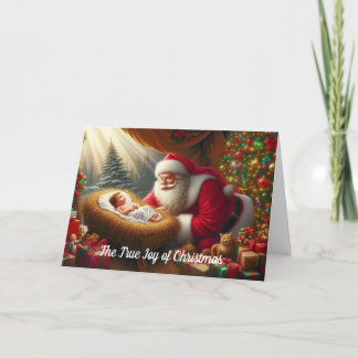 Tarjeta Festiva Navidades de Santa Claus y Baby Jesus