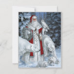 Tarjeta Festiva Navidades de Santa Claus y Polar Bears<br><div class="desc">Santa Cláusula de estilo vintage con búho blanco y osos polares. Envíe tarjetas hermosas únicas para las vacaciones de este año. Esta es una tarjeta plana que puedes personalizar en la parte posterior con tu propio mensaje de Navidad. Para hacer esto, haga clic en editar y luego personalizar más adelante....</div>