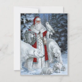 Tarjeta Festiva Navidades de Santa Claus y Polar Bears