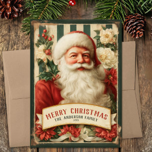 Tarjeta Festiva Navidades de Santa Clause Vintage