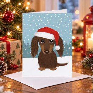 Tarjeta Festiva Navidades de Santa Cruz de Tan Dachshund