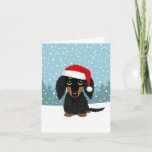 Tarjeta Festiva Navidades de Santa Cruz de Tan Dachshund<br><div class="desc">Esta tarjeta de Navidades adorable es perfecta para los amantes de los dachshund negros y marrones. La imagen dibujada a mano del perro encerador festivo y adorable con un sombrero de Santa capta el espíritu lúdico de las vacaciones. Personalizar el interior con tus propios pensamientos para ayudar a difundir alegría...</div>