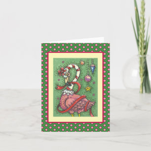 TARJETA FESTIVA NAVIDADES DE SANTA FLAMINGO DE COLOR ROSA CALIENTE