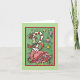 TARJETA FESTIVA NAVIDADES DE SANTA FLAMINGO DE COLOR ROSA CALIENTE