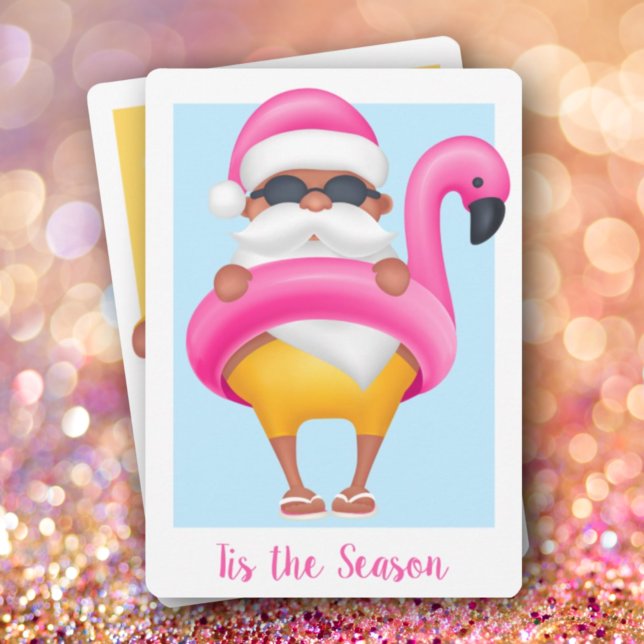 Tarjeta Festiva Navidades de Santa Flamingo Tropical No Fotografía (Subido por el creador)