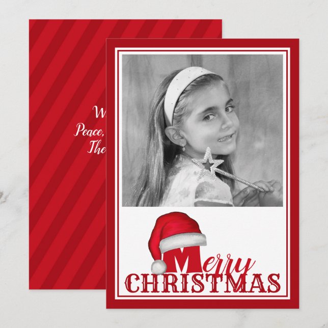 Tarjeta Festiva Navidades de Santa foto Gorra de la marioneta chif (Anverso / Reverso)