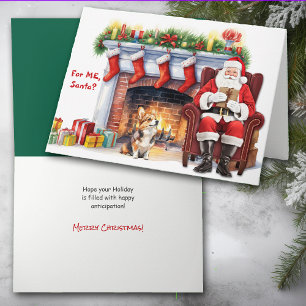 Tarjeta Festiva Navidades de Santa Gift Corgi Dog Cute