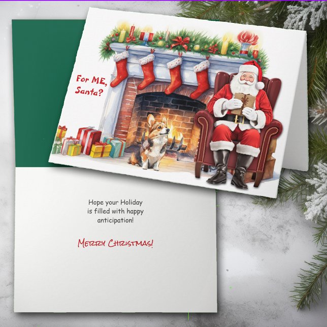 Tarjeta Festiva Navidades de Santa Gift Corgi Dog Cute (Subido por el creador)