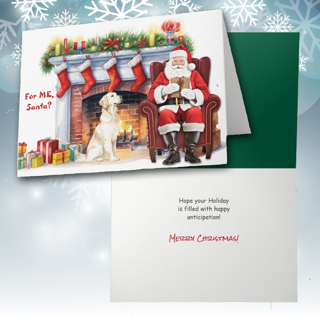 Tarjeta Festiva Navidades de Santa Gift Golden Retriever Dog Cute (Subido por el creador)