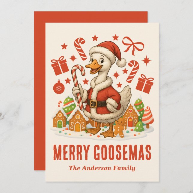 Tarjeta Festiva Navidades de Santa Goose (Anverso / Reverso)