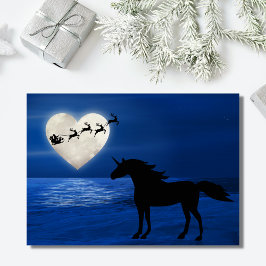 Tarjeta Festiva Navidades de Santa, Heart Moon y Unicorn Beach