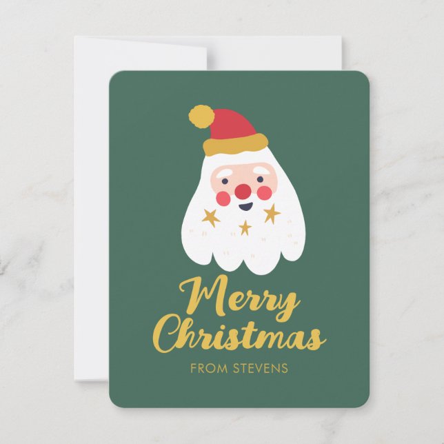 Tarjeta Festiva Navidades de Santa joy saludando desde (Anverso)