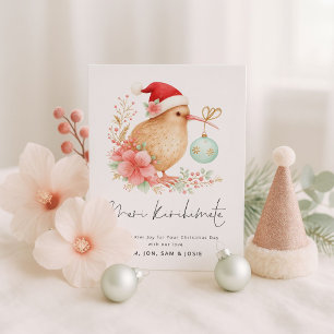 Tarjeta Festiva Navidades de Santa Kiwi Meri Kirihimete Nueva Zela