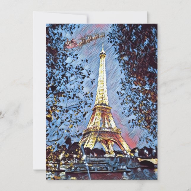 Tarjeta Festiva Navidades de Santa María del Eiffel de París (Anverso)