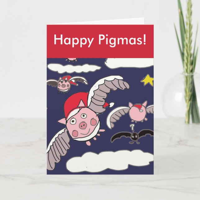 Tarjeta Festiva Navidades de Santa Pig Happy Pigmas (Anverso)