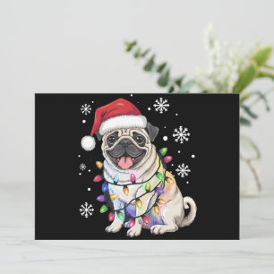 Tarjeta Festiva Navidades de Santa Pug alumbran a amante del perro