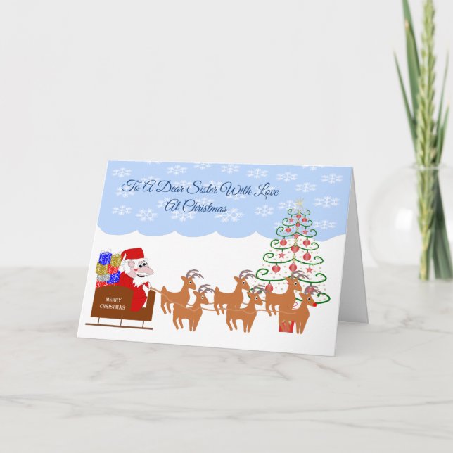 Tarjeta Festiva Navidades de Santa Sleigh (Anverso)