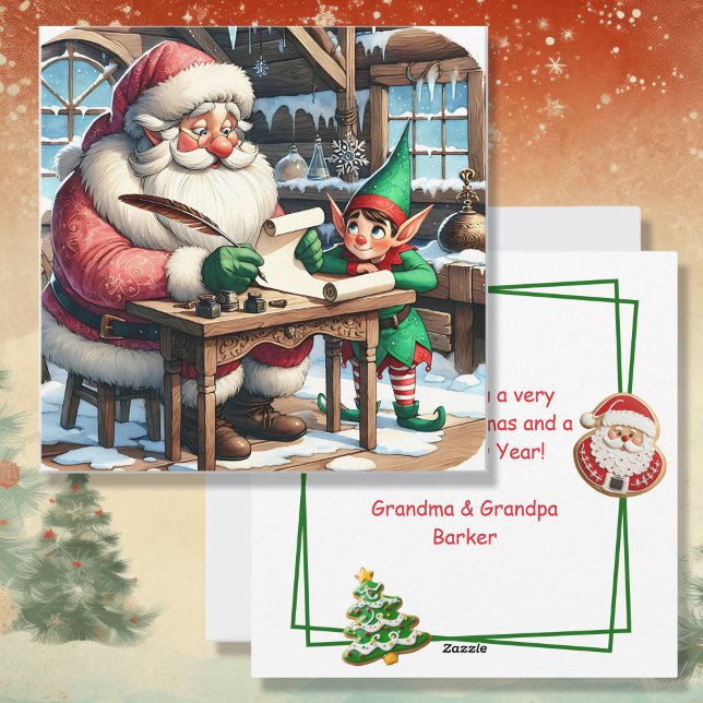Tarjeta Festiva Navidades de Santa y Elf en el Polo Norte (Subido por el creador)