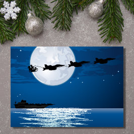 Tarjeta Festiva Navidades de Santa y Super Hornets F/A-18