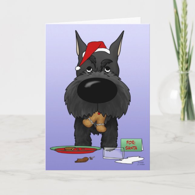 Tarjeta Festiva Navidades de Schnauzer (Anverso)