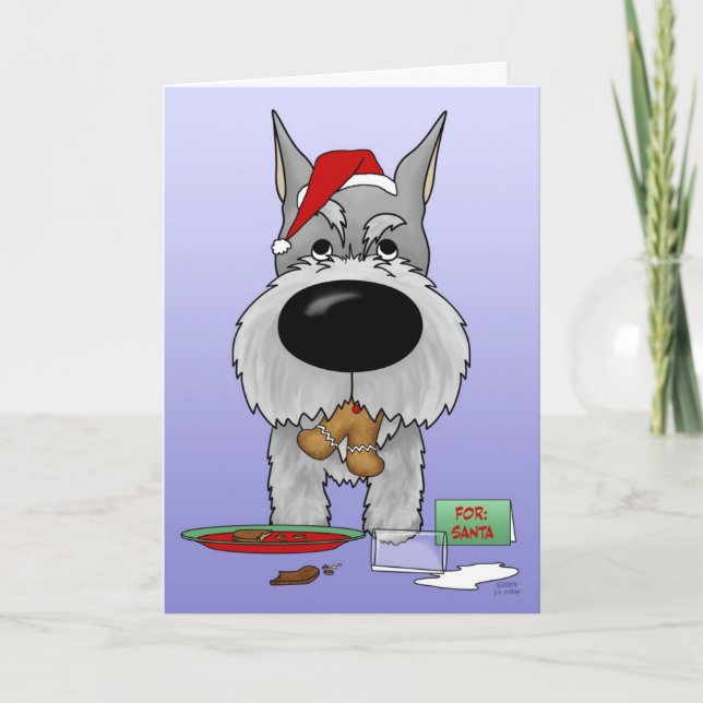 Tarjeta Festiva Navidades de Schnauzer (Anverso)