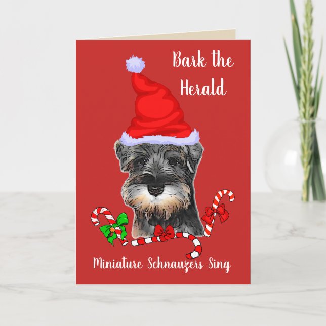 Tarjeta Festiva Navidades de Schnauzer en miniatura (Anverso)