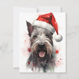 Tarjeta Festiva Navidades de Schnauzer en miniatura pintan en arco