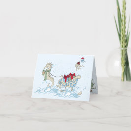 Tarjeta Festiva Navidades de Seahorse Sleigh
