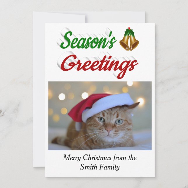 Tarjeta Festiva Navidades de Seasons Greetings Bells (Anverso)