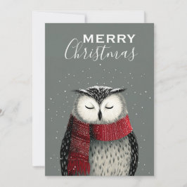 Tarjeta Festiva Navidades de Serenidad de Lechuza Invierno
