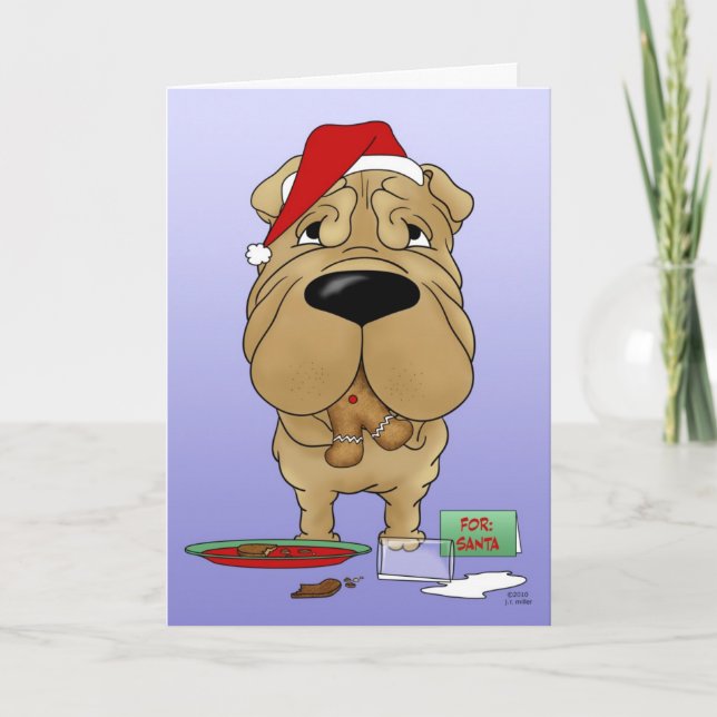 Tarjeta Festiva Navidades de Shar-Pei (Anverso)