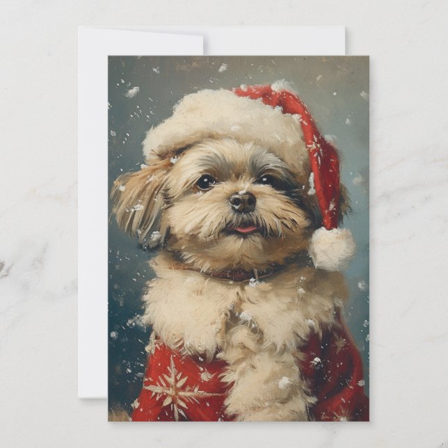 Tarjeta Festiva Navidades de Shih Tzu (Anverso)