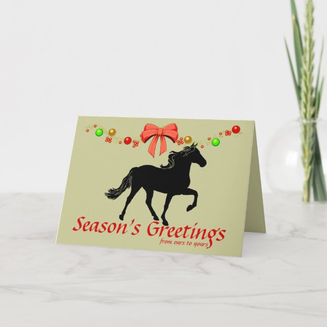 Tarjeta Festiva Navidades de Silhouette de Rocky Mountain Horse (Anverso)