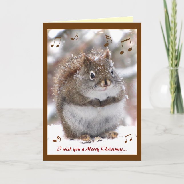 Tarjeta Festiva Navidades de Singing Squirrel (Anverso)