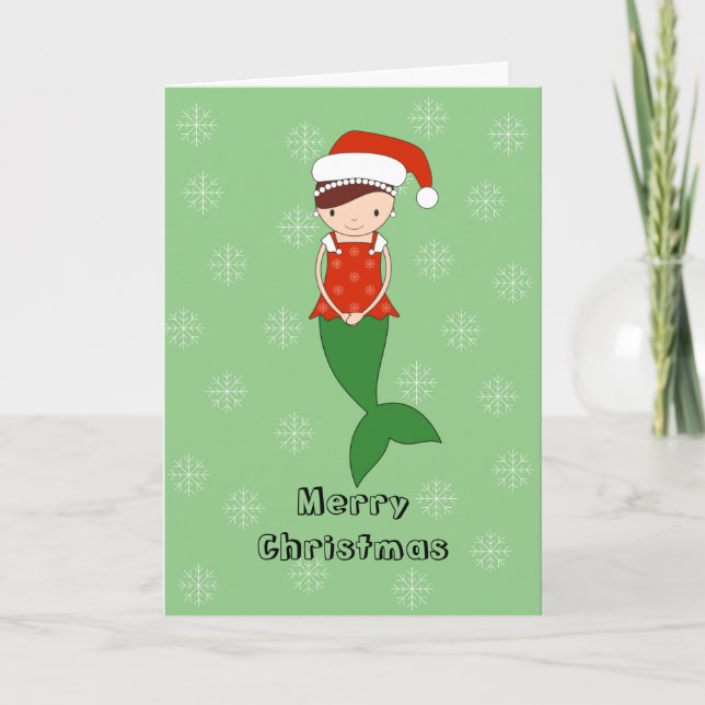 Tarjeta Festiva navidades de sirena de la ilusión Snowflakes Light (Anverso)