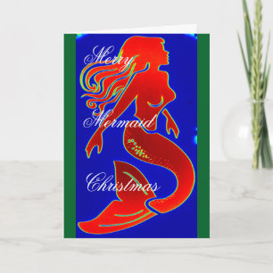 Tarjeta Festiva navidades de sirenas de merry