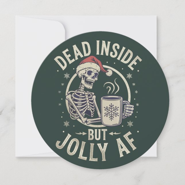 Tarjeta Festiva Navidades de Skull Santa Dead Vintage Jolly Af (Anverso)