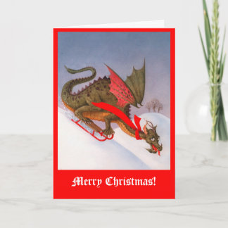 Tarjeta Festiva Navidades de Sledding Dragon