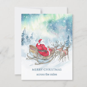 Tarjeta Festiva Navidades de Sleigh Reindeers de Miles Santa