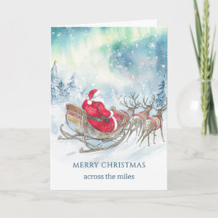 Tarjeta Festiva Navidades de Sleigh Reindeers de Miles Santa