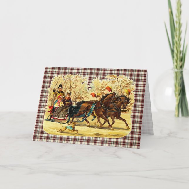 Tarjeta Festiva Navidades de Sleigh Ride (Anverso)