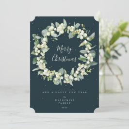 Tarjeta Festiva Navidades de Snowberry + Eucalyptus escribieron si